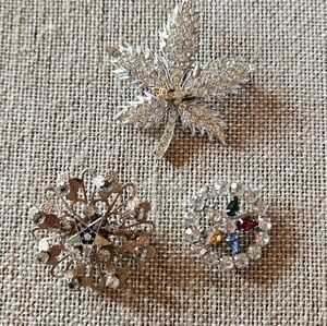 Masonic Order Of The Eastern Star  Rhinestone Star David Brooch Pin, Set of 3